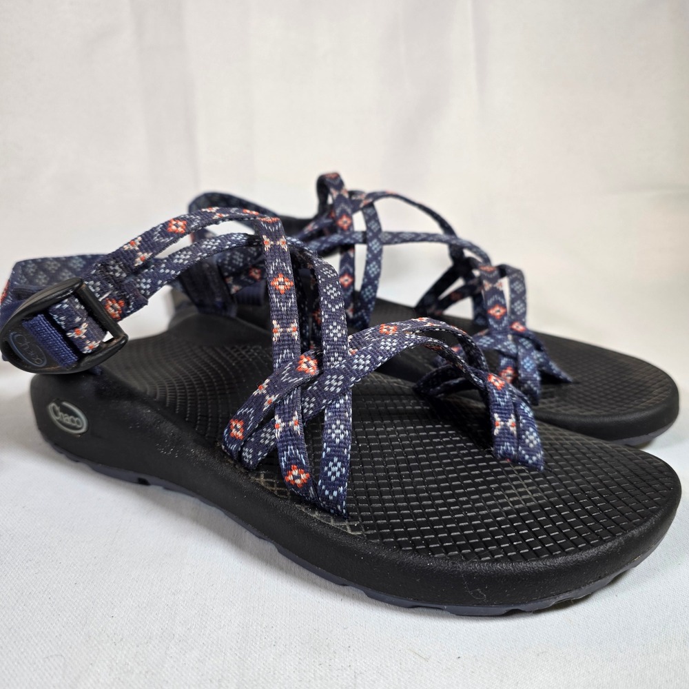 Chaco ZX/2 Cloud Womens 9 Blue Geometric Double Strap Toe Loop Hiking Sandals